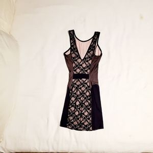 Dress, black lace insert